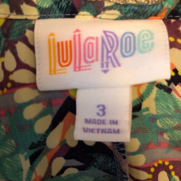 LuLaRoe Bianka abstract open kimono top satin cover-up colorful whimsical 3 - Picture 2 of 4